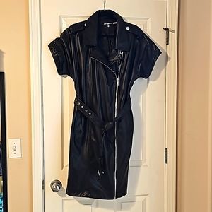 Faux leather mini dress